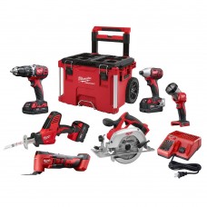 Milwaukee 2697-26PO M18 6-Piece Combo Kit with Packout Rolling Tool Box