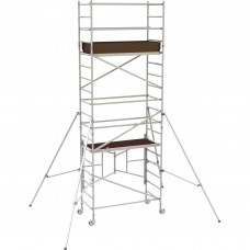 Metaltech 12ft. Easy-Set Aluminum Scaffold Tower with Guardrail and Outriggers — 800-Lb. Capacity, Model# AL-Q0106